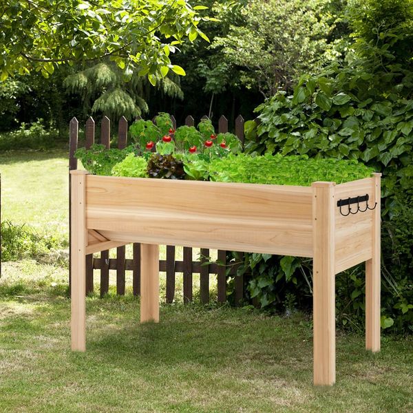 80.5 cm High Elevated Wood Planter Box for Patio, Backyard, Balcony