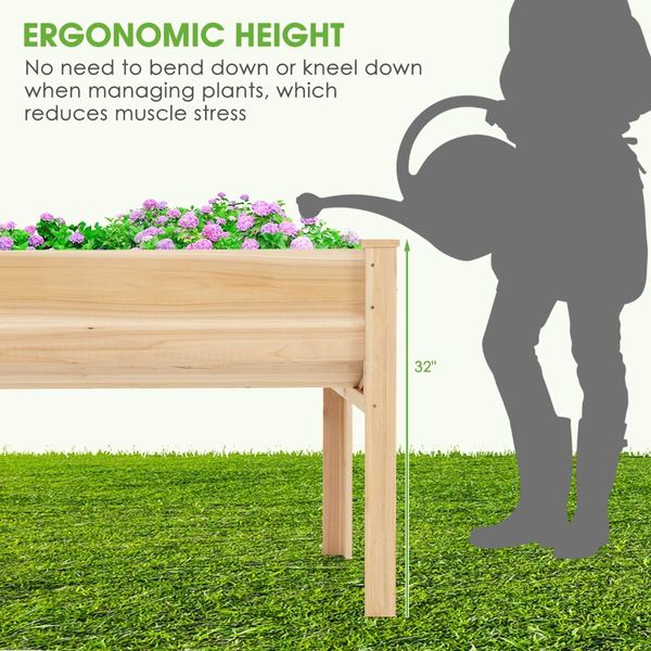 80.5 cm High Elevated Wood Planter Box for Patio, Backyard, Balcony