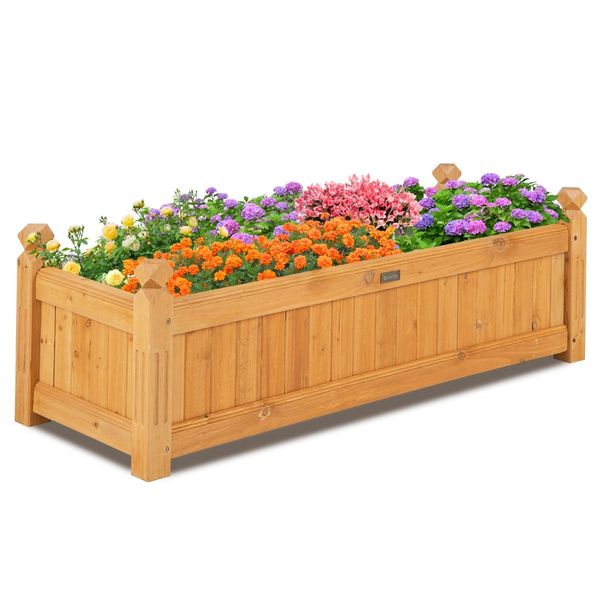 Wooden Raised Garden Bed with Drainage System for Garden