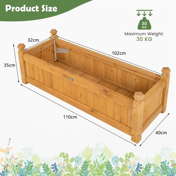 Wooden Raised Garden Bed with Drainage System for Garden