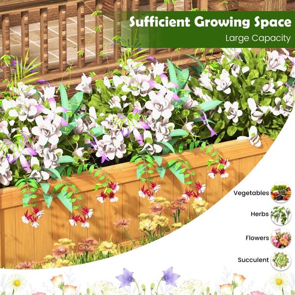 Wooden Raised Garden Bed with Drainage System for Garden