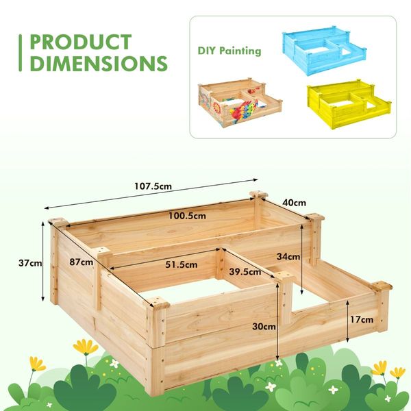 Outdoor Elevated Planter Box with Open-Ended Base for Garden