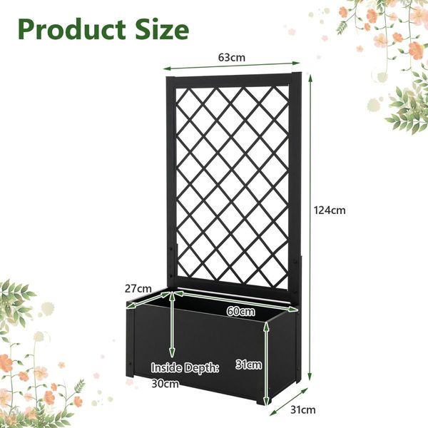 124 cm Raised Garden Bed with Trellis for Climbing Plants