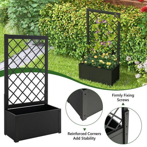 124 cm Raised Garden Bed with Trellis for Climbing Plants