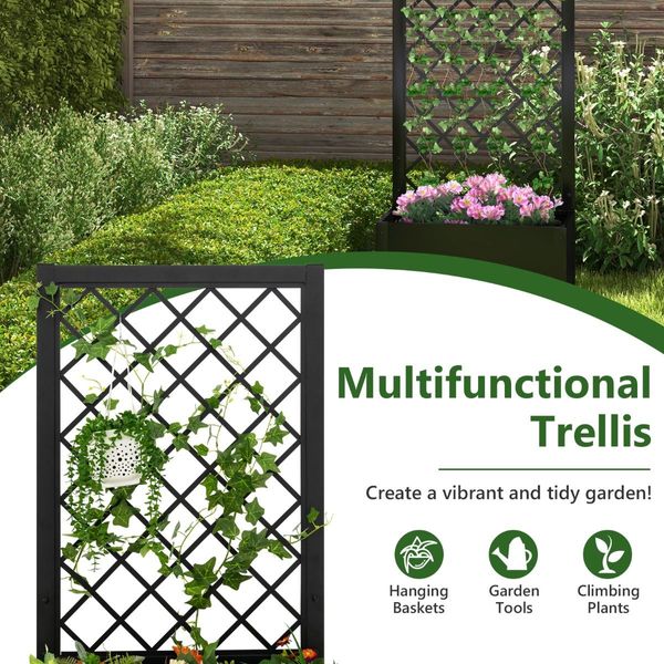 124 cm Raised Garden Bed with Trellis for Climbing Plants