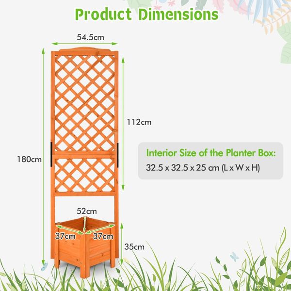 Free-Standing Raised Garden Bed with Trellis for Indoor & Outdoor Planting