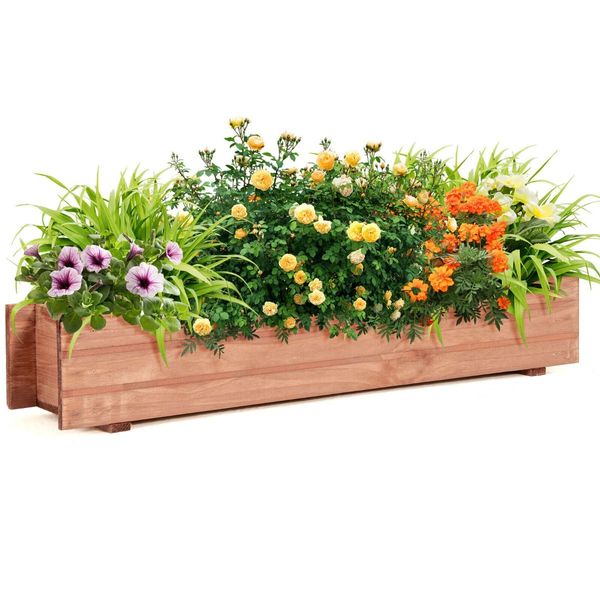 Fir Wood Raised Garden Bed Planter Box for Vegetable Fruits Herb Grow