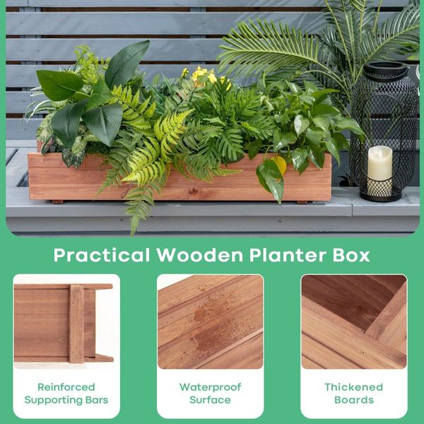 Fir Wood Raised Garden Bed Planter Box for Vegetable Fruits Herb Grow