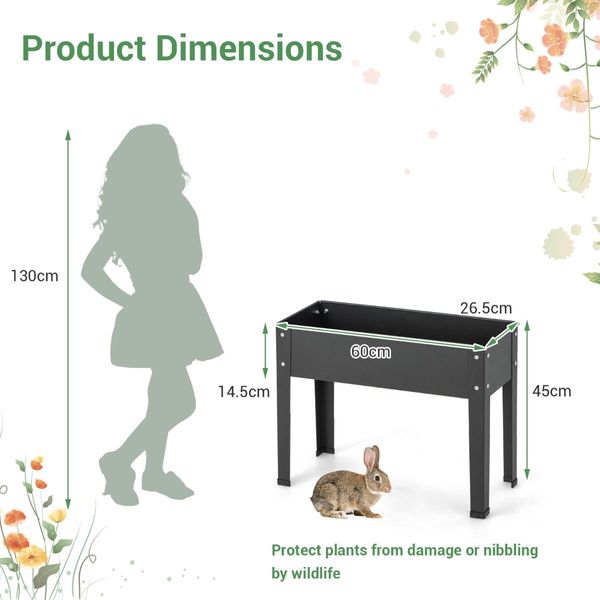 Elevated Metal Planter Box with Legs for Garden