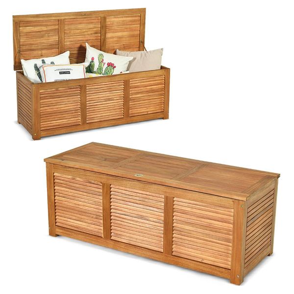 Wood Storage Box with Large Storage Space for Patio & Backyard