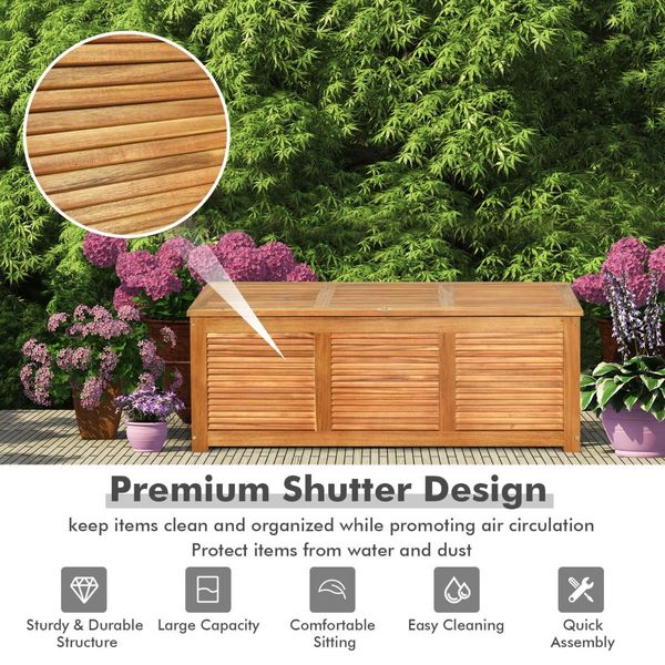 Wood Storage Box with Large Storage Space for Patio & Backyard