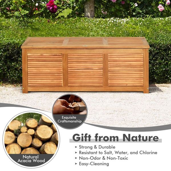 Wood Storage Box with Large Storage Space for Patio & Backyard