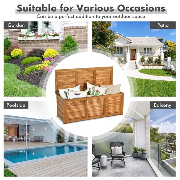 Wood Storage Box with Large Storage Space for Patio & Backyard