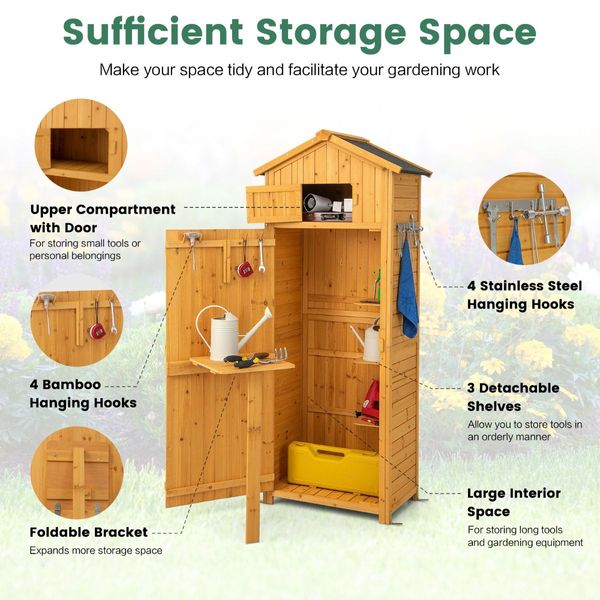 Outdoor Storage Cabinet with Lockable Doors for Garden