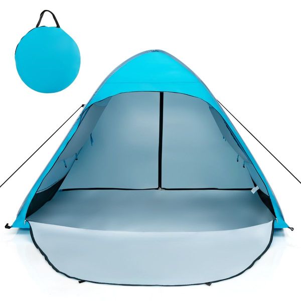 2-4 Persons Automatic Pop-up Tent with Carrying Bag, Stakes, Sandbags for Beach, Picnic