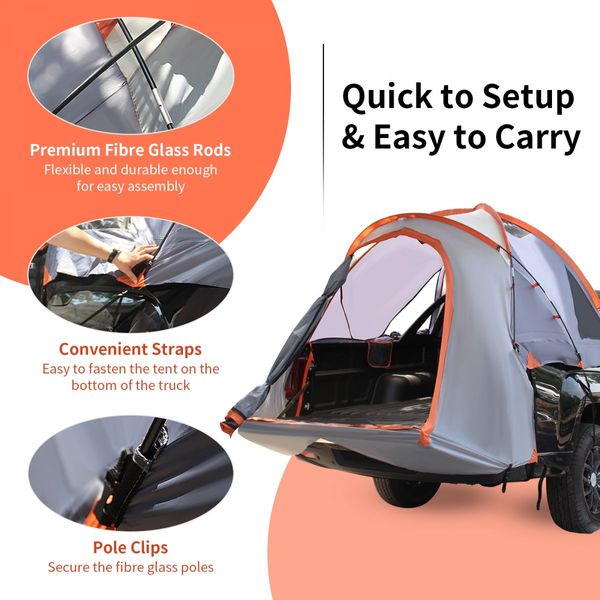 3-Size Truck Bed Tent for 2-3 Persons Camping, Hiking, Fishing