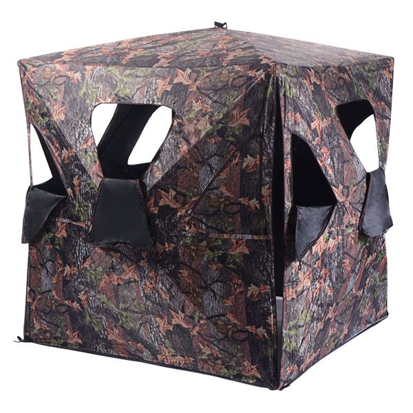 Portable 3-Person Camouflage Hunting Blind with 360 degree Broad Vision