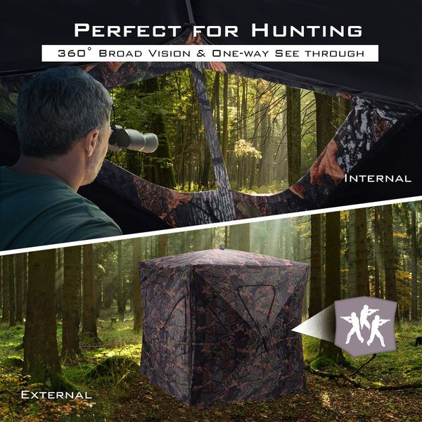 Portable 3-Person Camouflage Hunting Blind with 360 degree Broad Vision