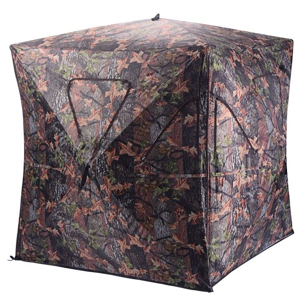 Portable 3-Person Camouflage Hunting Blind with 360 degree Broad Vision