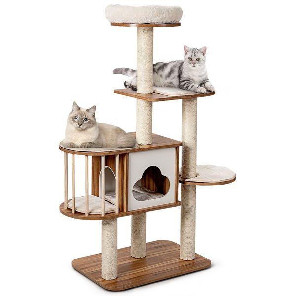 Multi-Level Cat Activity Tree with Sisal-Covered Scratching Posts for Cats