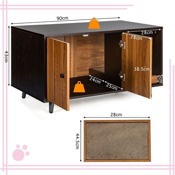 Cat Litter Box Enclosure with Divider for Large Cat & Kitty