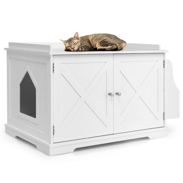 Cat Litter Box Enclosure with Removable Divider for pets