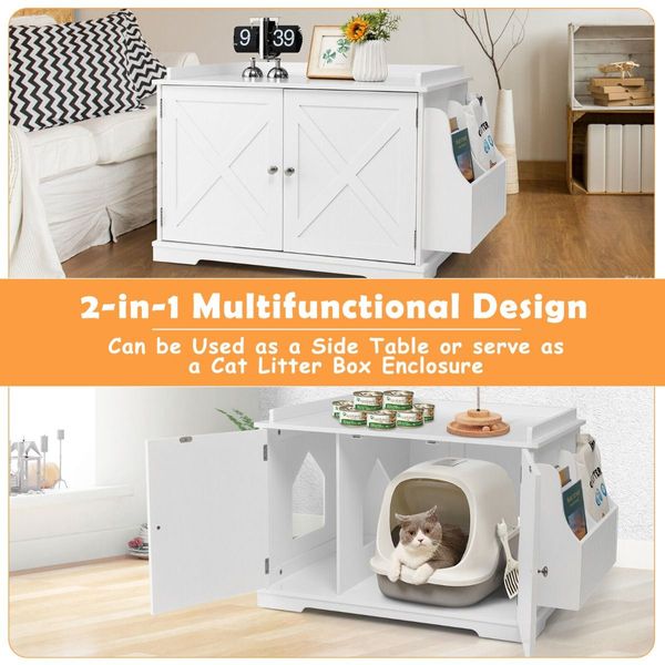 Cat Litter Box Enclosure with Removable Divider for pets