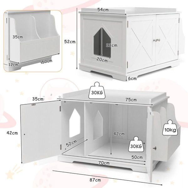 Cat Litter Box Enclosure with Removable Divider for pets