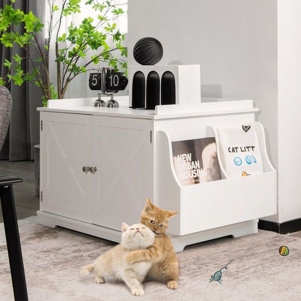 Cat Litter Box Enclosure with Removable Divider for pets