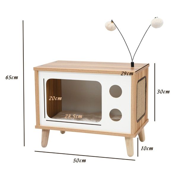 Cat House TV-Shaped Bed with Scratching Pad for Living Room