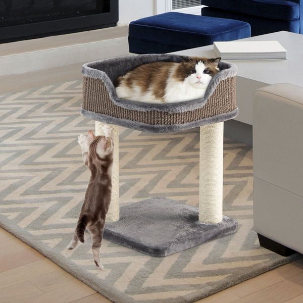 Compact Cat Tree Tower for Scratching, Relaxing & Sleeping