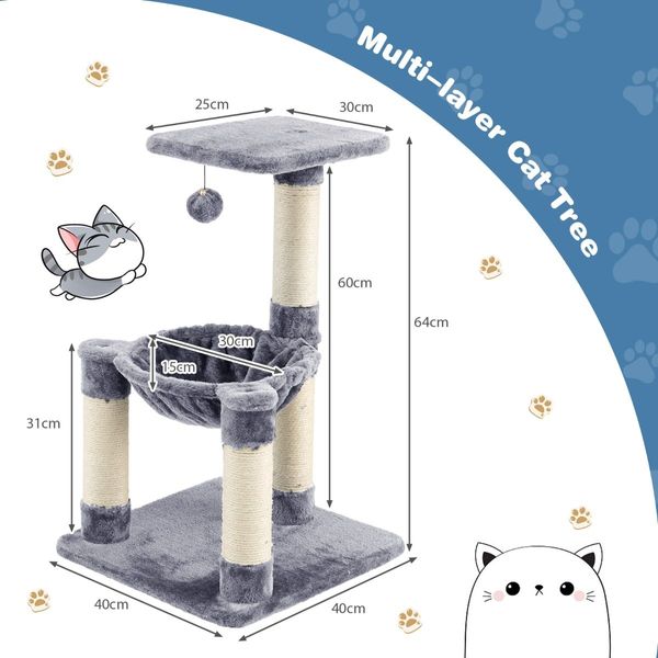 Multi-level Cat Tree with Cosy Hammock for Cats