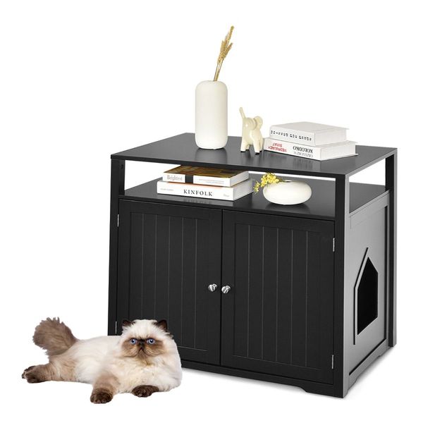 Cat Litter Box Enclosure with Adjustable and Removable Divider for Pet