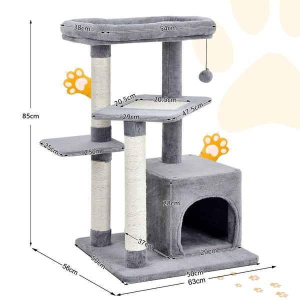 4-Layer Cat Tree with Scratching Posts for pet