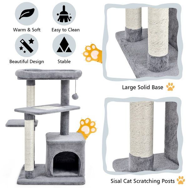 4-Layer Cat Tree with Scratching Posts for pet