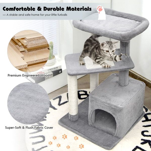 4-Layer Cat Tree with Scratching Posts for pet