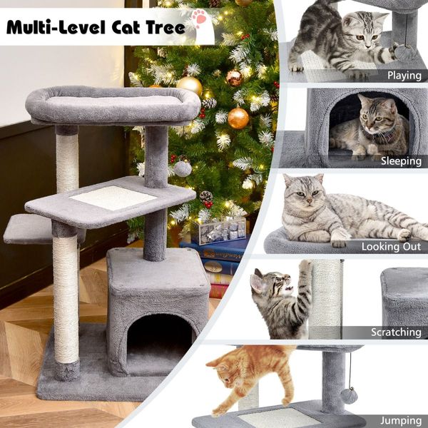 4-Layer Cat Tree with Scratching Posts for pet