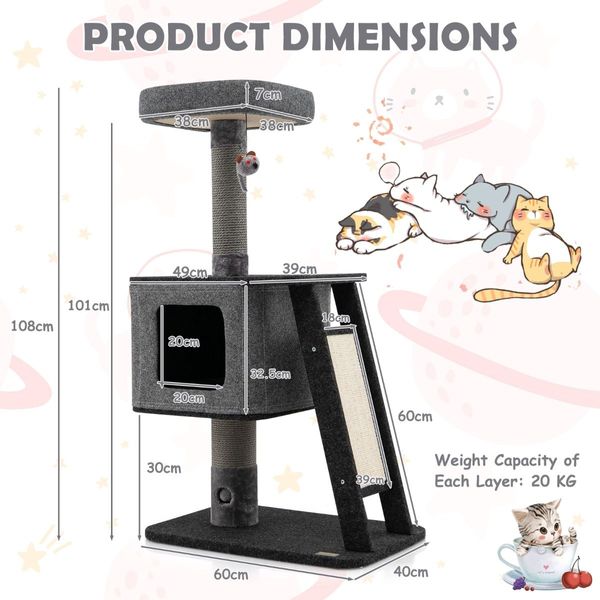 Cat Climb Stand with Scratching Ramp & Posts