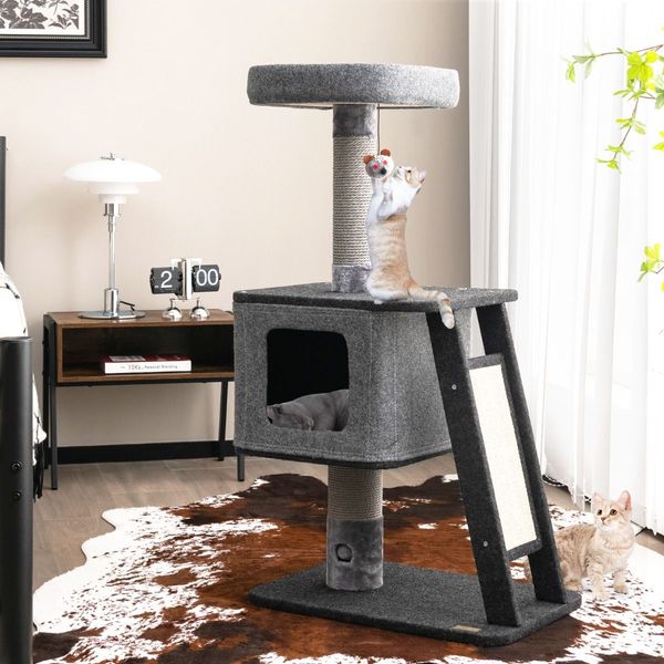 Cat Climb Stand with Scratching Ramp & Posts