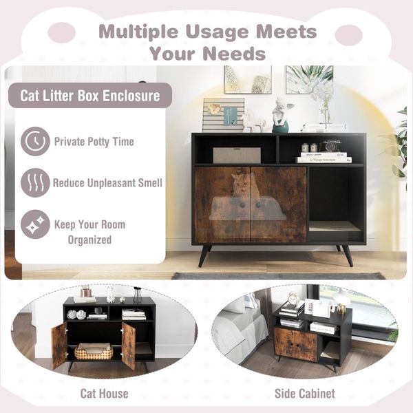 Cat Litter Box Enclosure with Scratching Pad