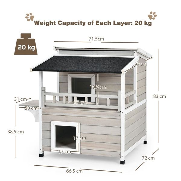 Cat House Shelter with Enclosure and Escape Doors for Pets