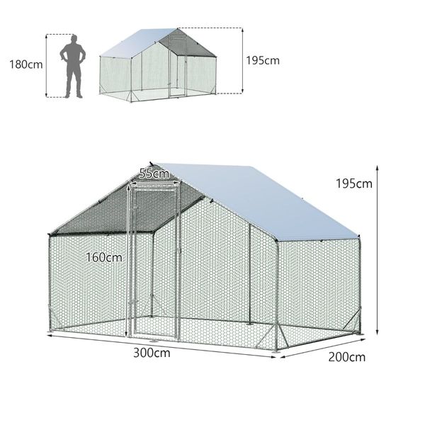 Large Spire-Shaped Chicken Coop with Waterproof and Sun-protective Cover for Backyard/Farm