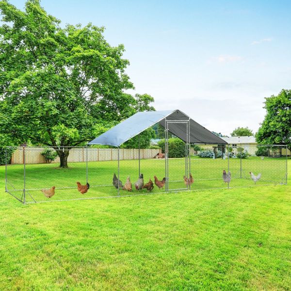 Extra Large Metal Chicken Coop with Waterproof & Sun-proof Cover