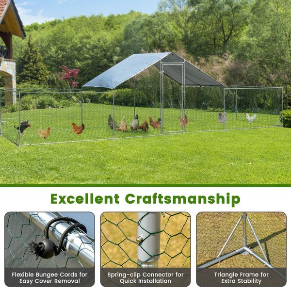 Extra Large Metal Chicken Coop with Waterproof & Sun-proof Cover