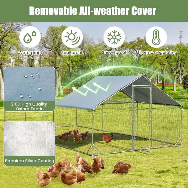 Large Metal Chicken Coop with Waterproof & Sun-proof Cover