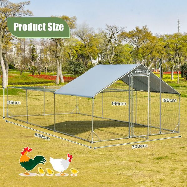 Large Metal Chicken Coop with Waterproof & Sun-proof Cover