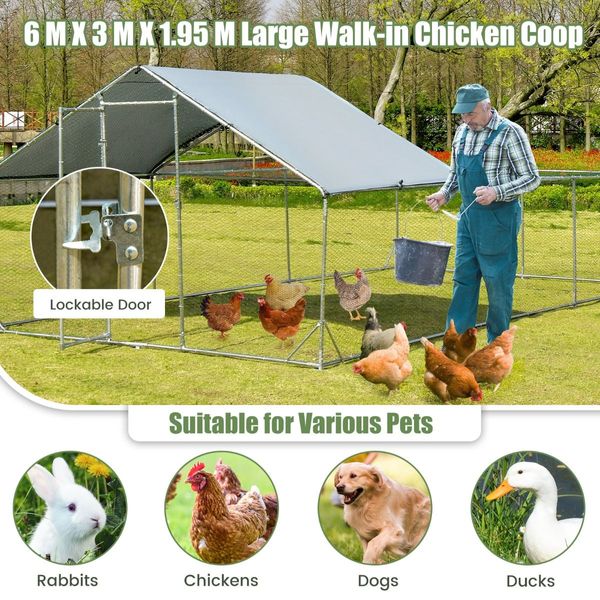 Large Metal Chicken Coop with Waterproof & Sun-proof Cover