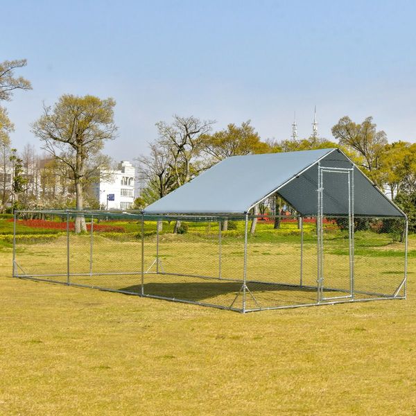 Large Metal Chicken Coop with Waterproof & Sun-proof Cover