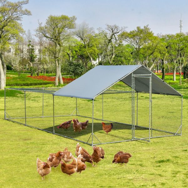 Large Metal Chicken Coop with Waterproof & Sun-proof Cover