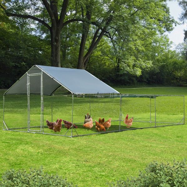 Large Metal Chicken Coop with Waterproof & Sun-proof Cover